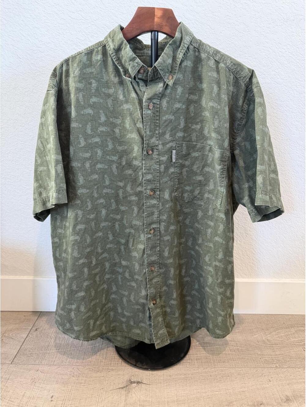 Woolrich Men's Green and Khaki Shirt